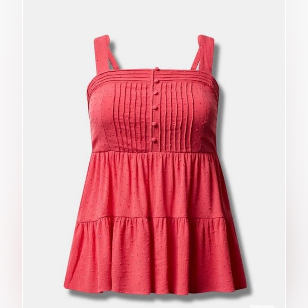 Torrid Swiss Dot Washable Gauze Tiered Pin Tuck Tank Size 0 ( Large )
